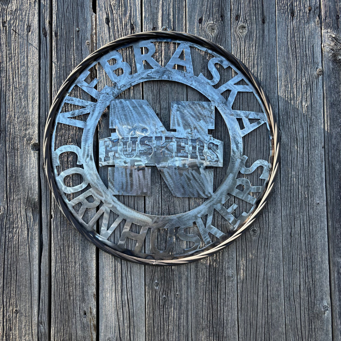 12", 18", 24", 32" NEBRASKA HUSKERS RAW METAL CUSTOM VINTAGE CRAFT TEAM SIGN