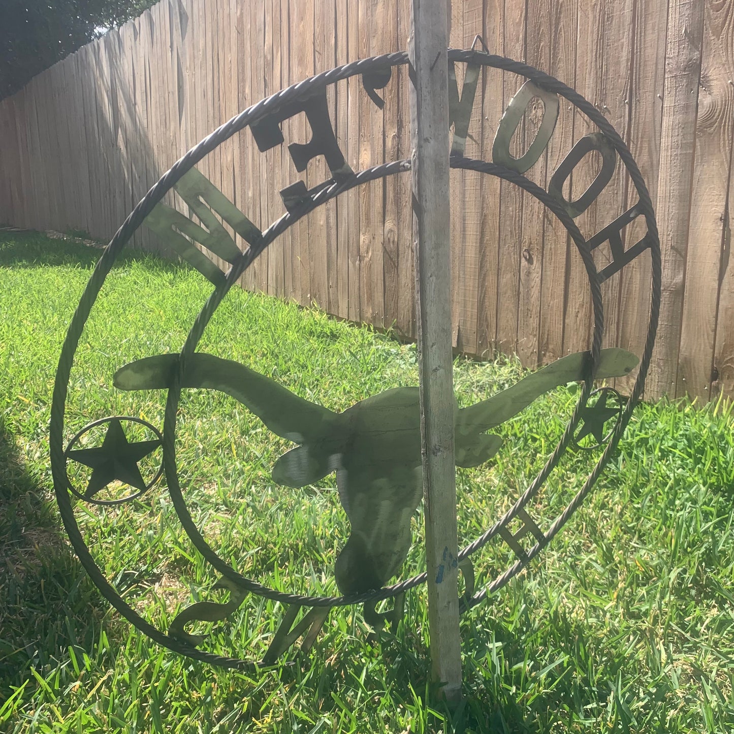 HOOKEM HORNS & LONE STAR TEXAS LONGHORNS HOOK EM RAW METAL UNPAINTED CUSTOM VINTAGE CRAFT WALL ART TEAM SIGN HANDMADE