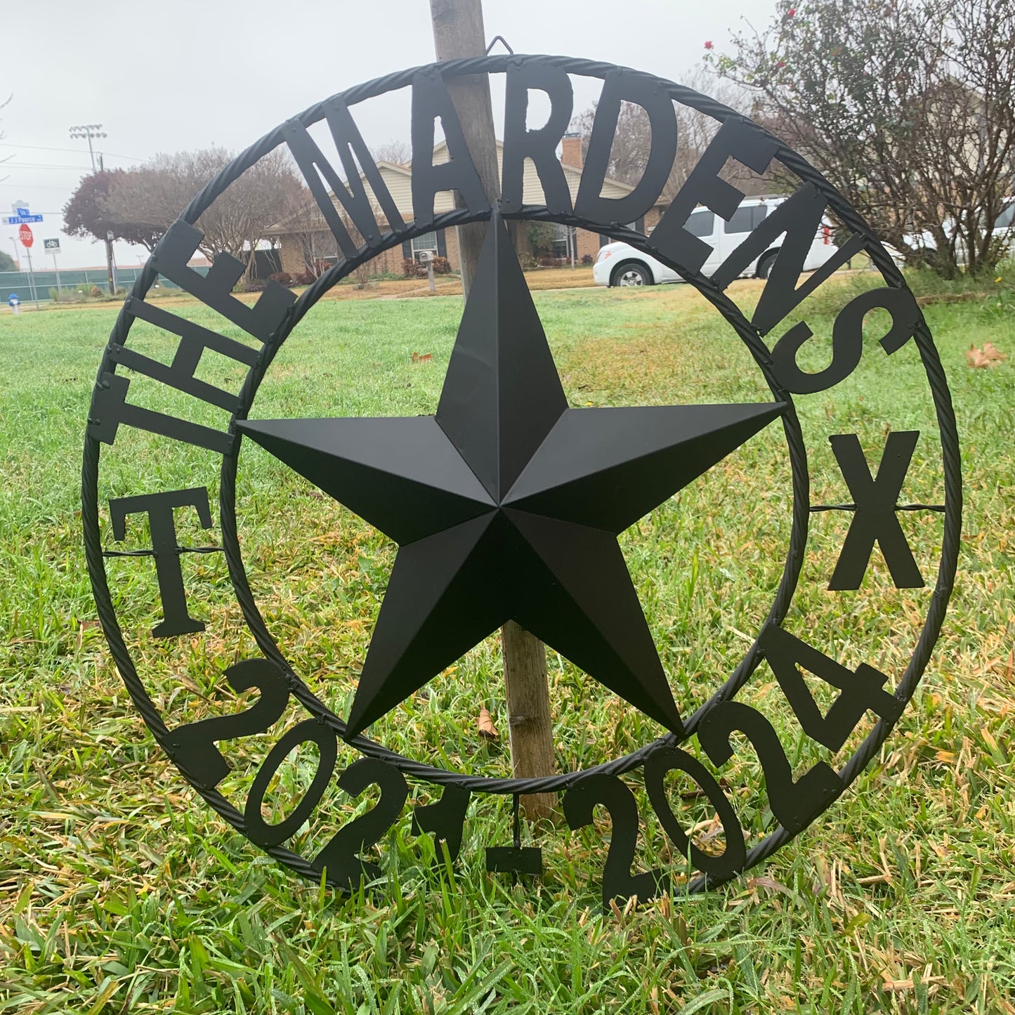 MARDENS STYLE CUSTOM NAME STAR BARN METAL STAR 3d TWISTED ROPE RING WESTERN HOME DECOR RUSTIC BLACK HANDMADE 24",32",36",50"
