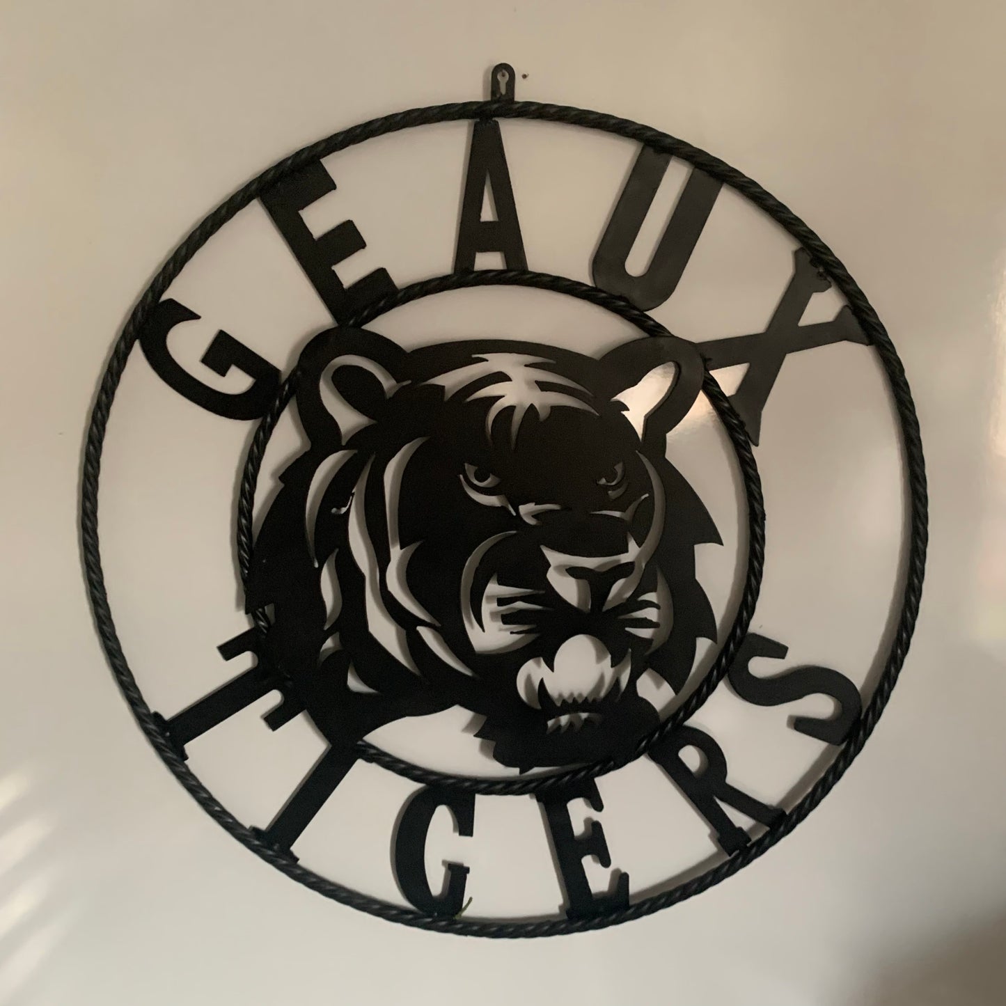 GEAUX TIGERS BLACK CUSTOM METAL VINTAGE CRAFT SIGN TEAM HANDMADE