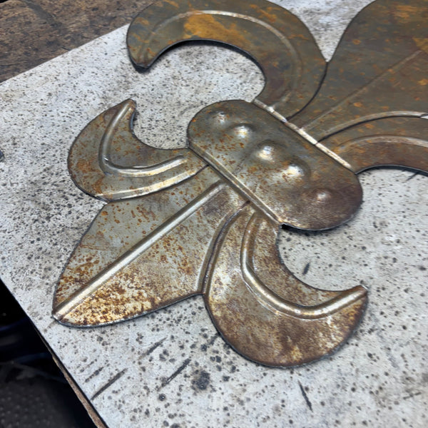 FLEUR DE LIS  CUSTOM RAW METAL UNPAINTED NO RING WALL ART SIGN WESTERN HOME DECOR HANDMADE NEW 12",18",24",32"