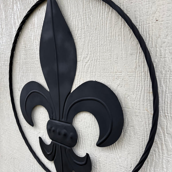 FLEUR DE LIS BLACK FLAT METAL WALL ART SIGN WESTERN HOME DECOR HANDMADE NEW 12",18",24",32"