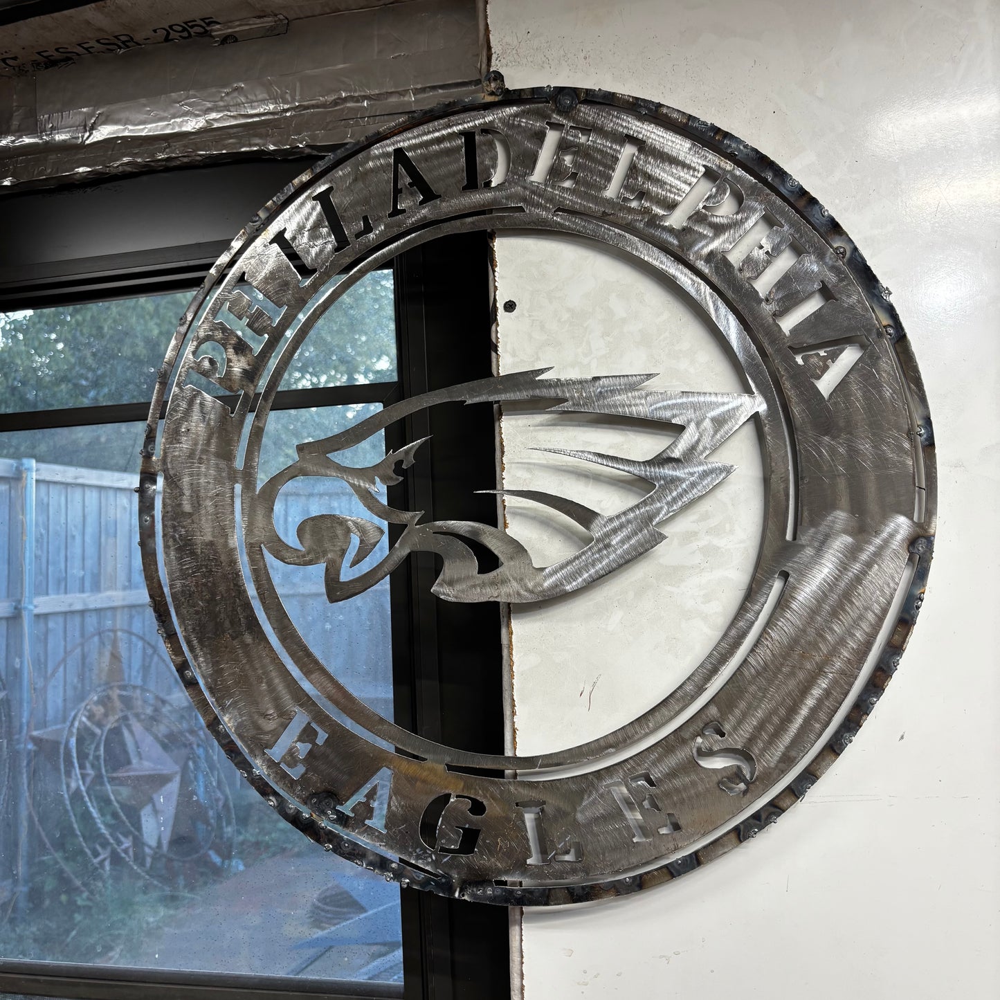 PHILADELPHIA EAGLES CUSTOM RAW METAL VINTAGE CRAFT SIGN TEAM HANDMADE STYLE# 5