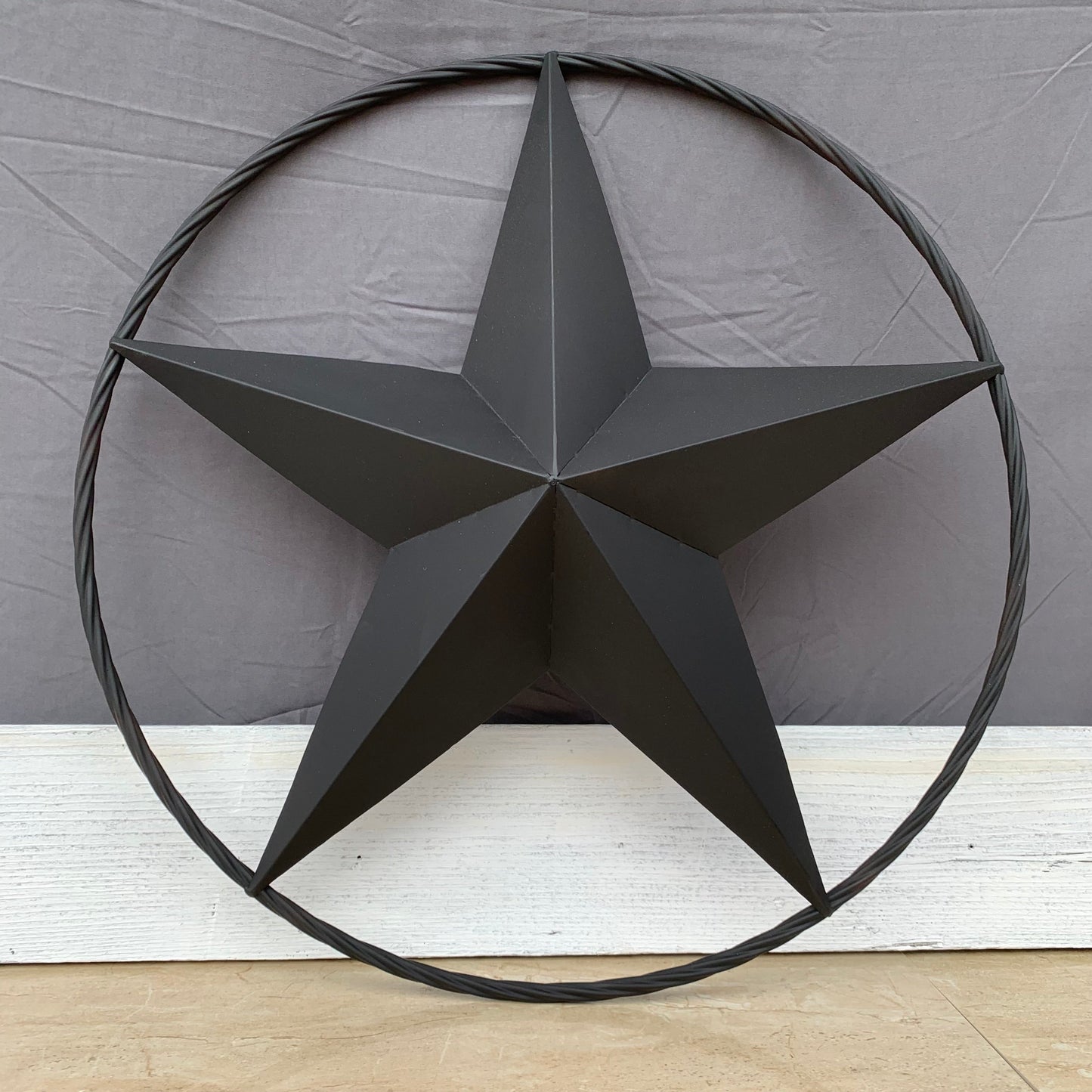 RUSTIC BLACK BARN STAR 3d TWISTED ROPE RING WESTERN HOME DECOR HANDMADE NEW 3" TO 72"-#EH10608