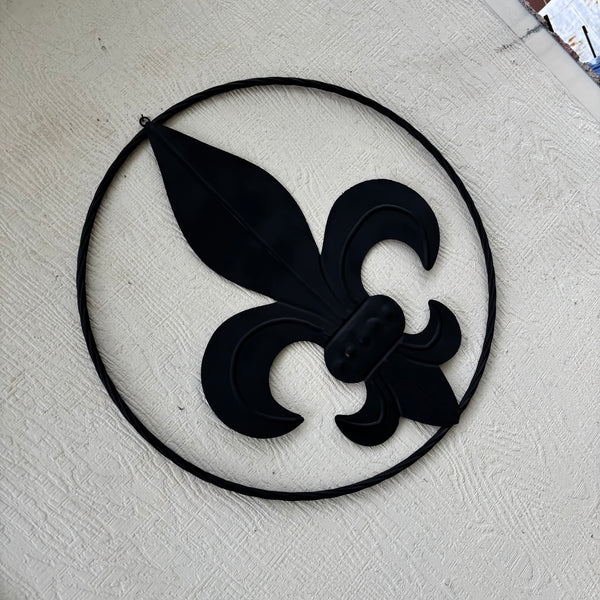 FLEUR DE LIS BLACK FLAT METAL WALL ART SIGN WESTERN HOME DECOR HANDMADE NEW 12",18",24",32"