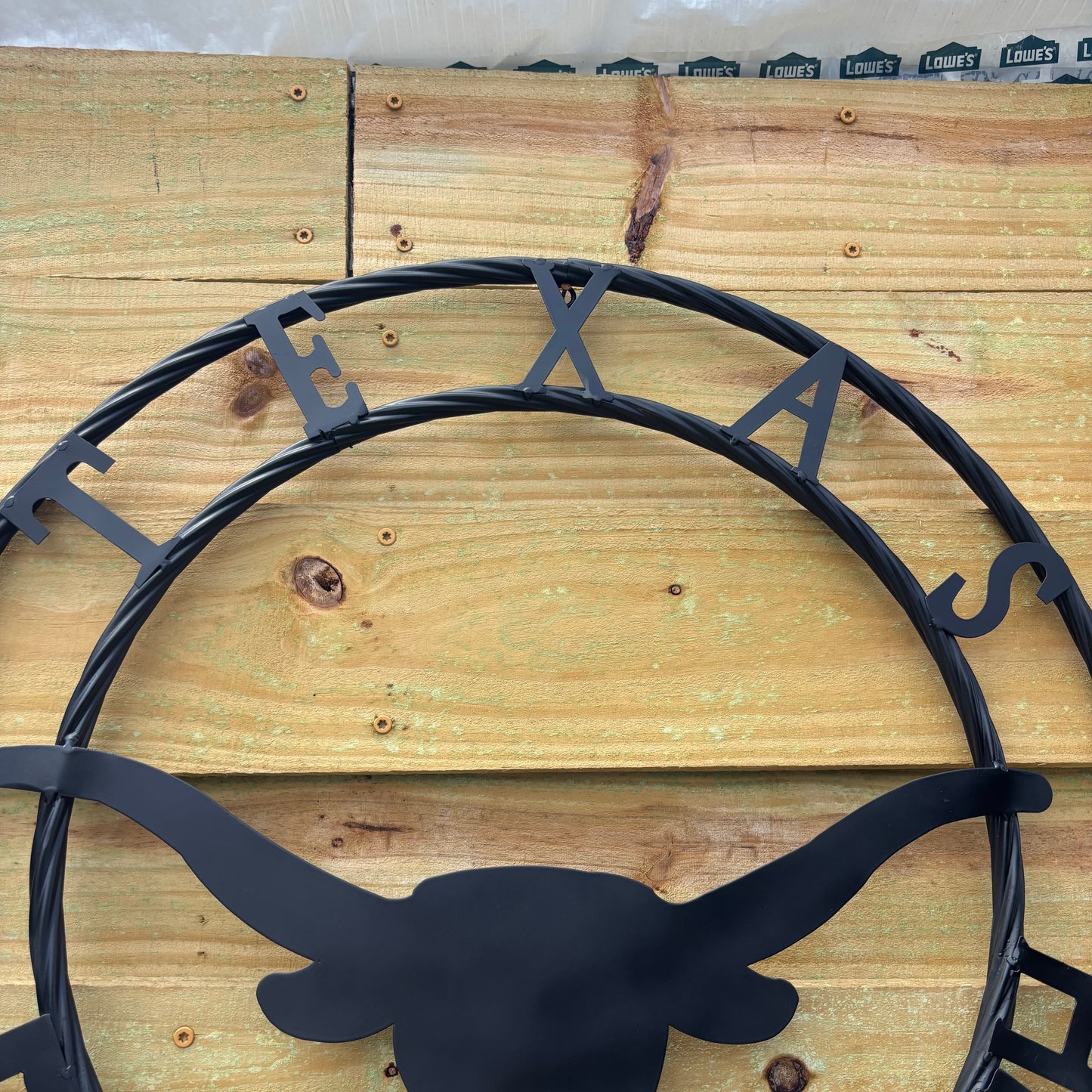 TEXAS FORT WORTH METAL SIGN LONGHORNS BLACK WESTERN HOME DECOR HANDMADE