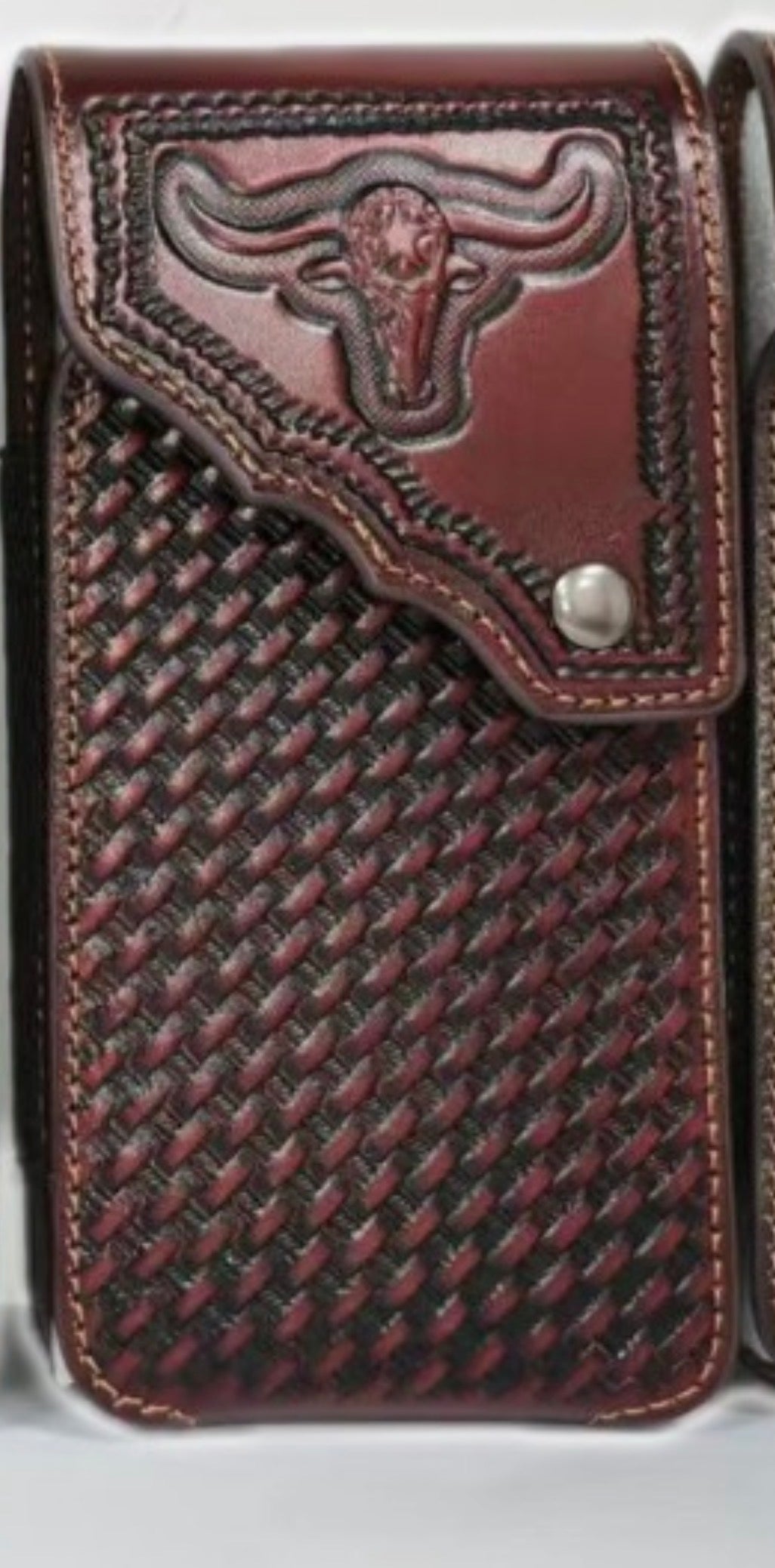 7" LONGHORNS PHONE HOLSTER LEATHER LARGE BELT LOOP CASE UNIVERSAL HANDMADE