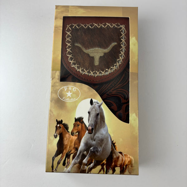 7" LONGHORNS LEATHER HOLSTER BROWN POUCH EXTRA LARGE  BELT LOOP CELL PHONE CASE UNIVERSAL OVERSIZE