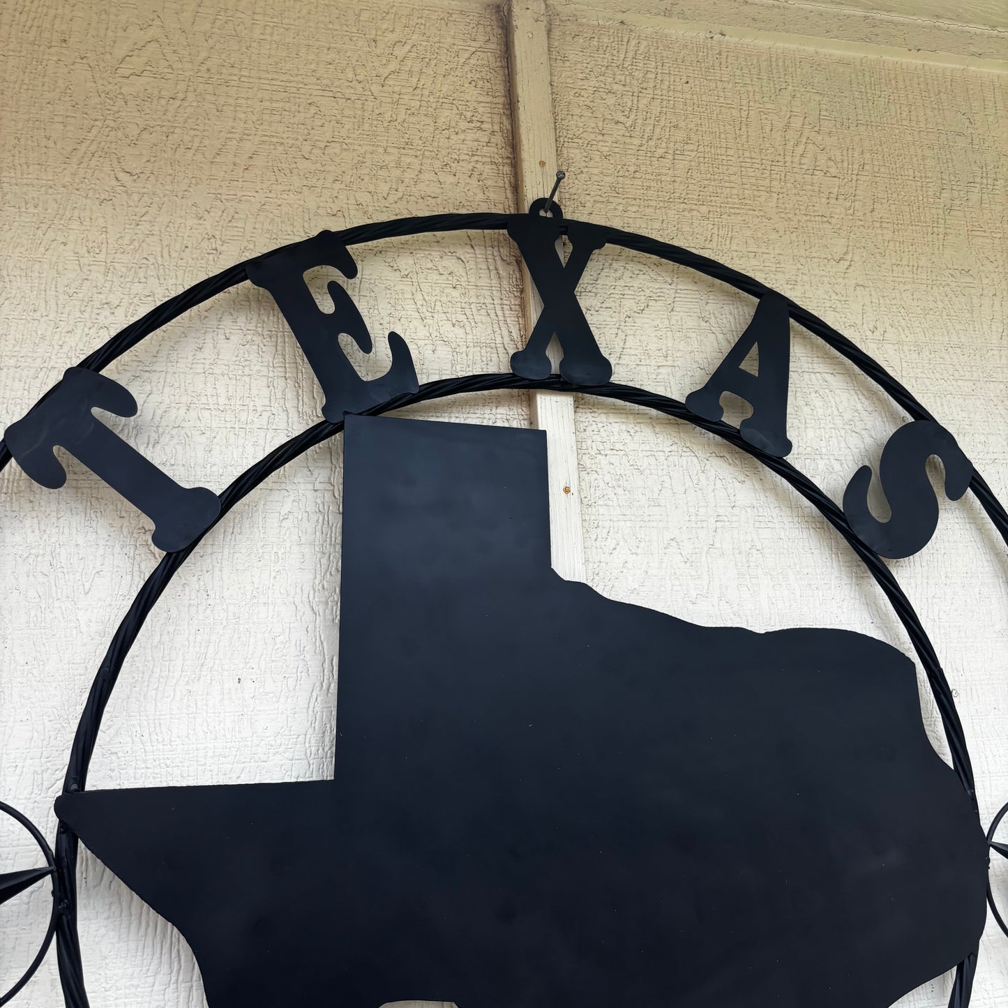 TEXAS STRONG BLACK METAL SIGN WESTERN HOME DECOR HANDMADE