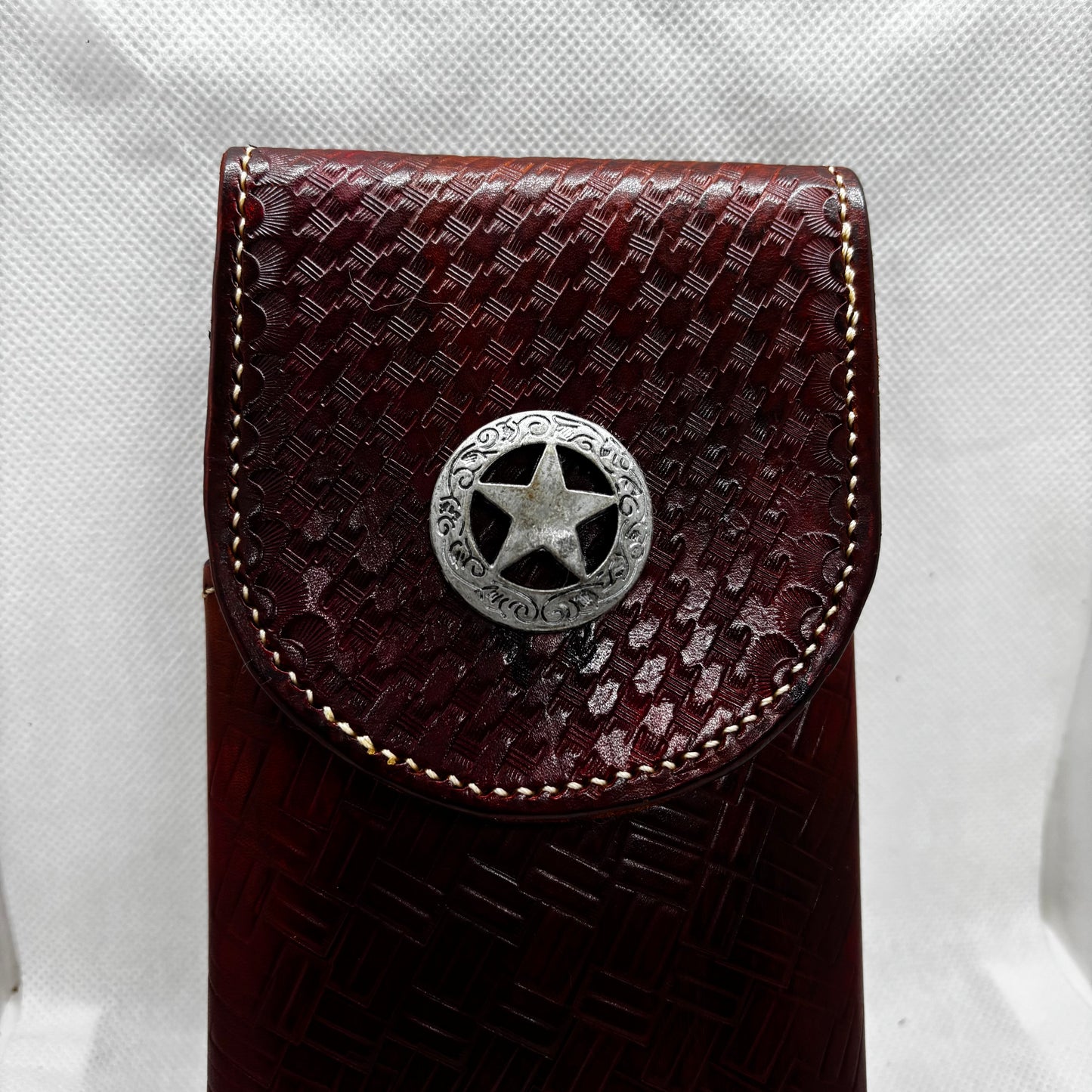 7" LONE STAR LEATHER HOLSTER BROWN STAR POUCH EXTRA LARGE  BELT LOOP CLIP CELL PHONE CASE UNIVERSAL HANDMADE #EH13808