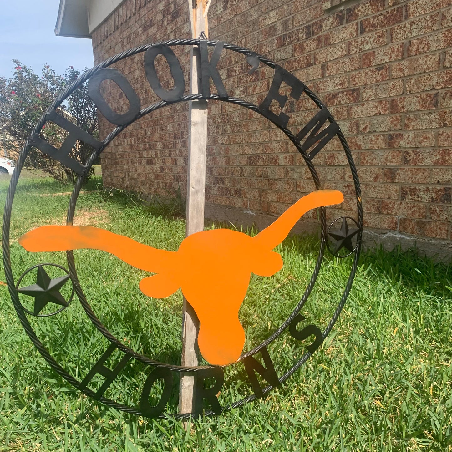 HOOKEM HORNS WITH LONE STAR TEXAS LONGHORNS HOOK EM METAL CUSTOM VINTAGE CRAFT WALL ART TEAM SIGN HANDMADE