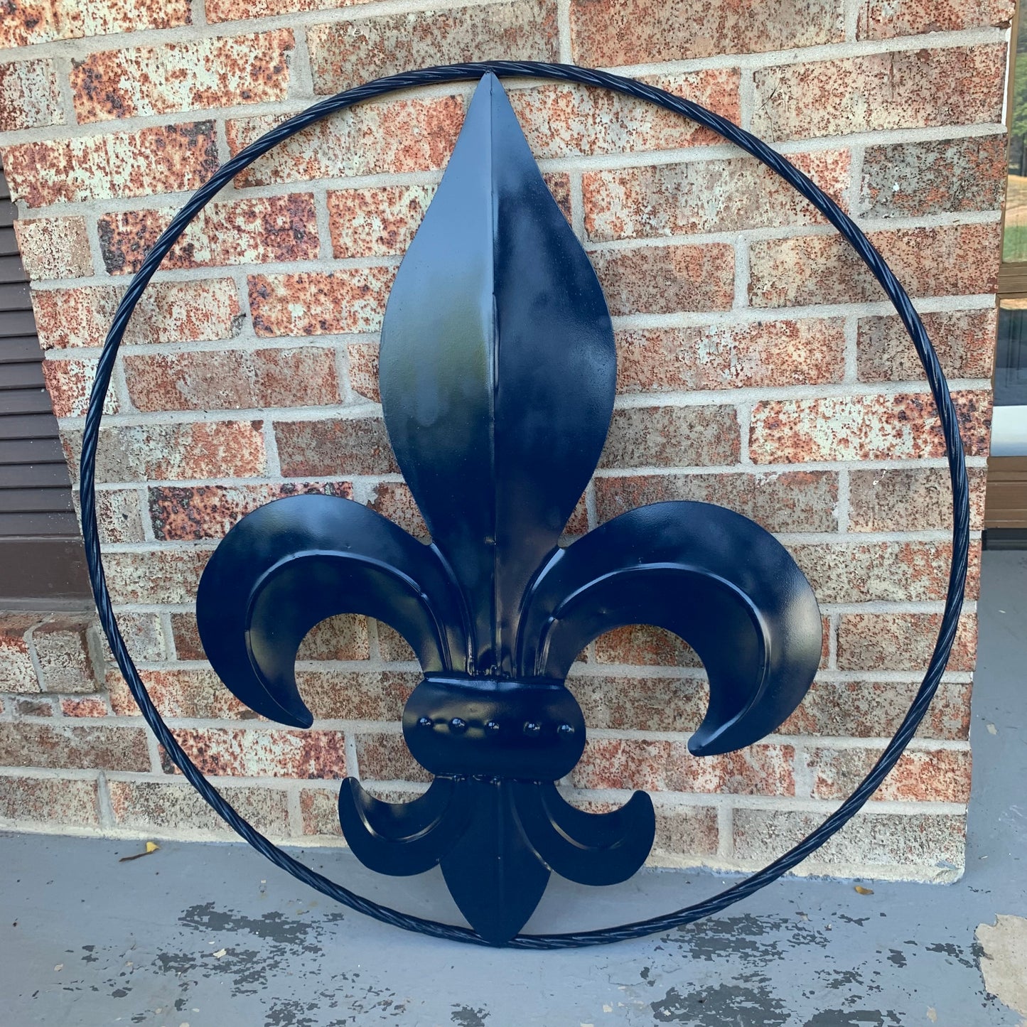 NAVY BLUE 24",36" FLEUR DE LIS METAL WALL ART SIGN WESTERN HOME DECOR HANDMADE NEW #EH10764