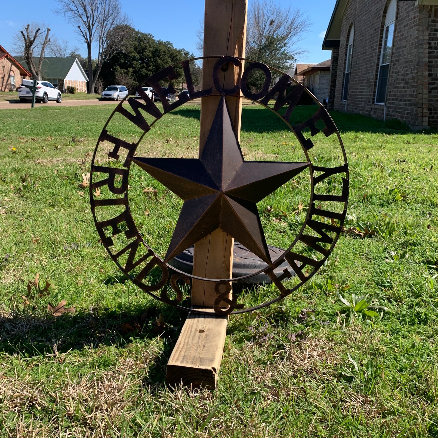 WELCOME FRIENDS FAMILY BARN METAL STAR WALL ART BRONZE WESTERN HOME DECOR HANDMADE NEW #EH13339