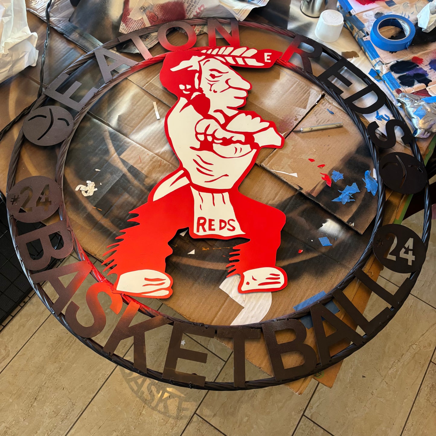 EATON REDS CUSTOM METAL VINTAGE CRAFT SIGN TEAM RED WHITE HANDMADE TO ORDER