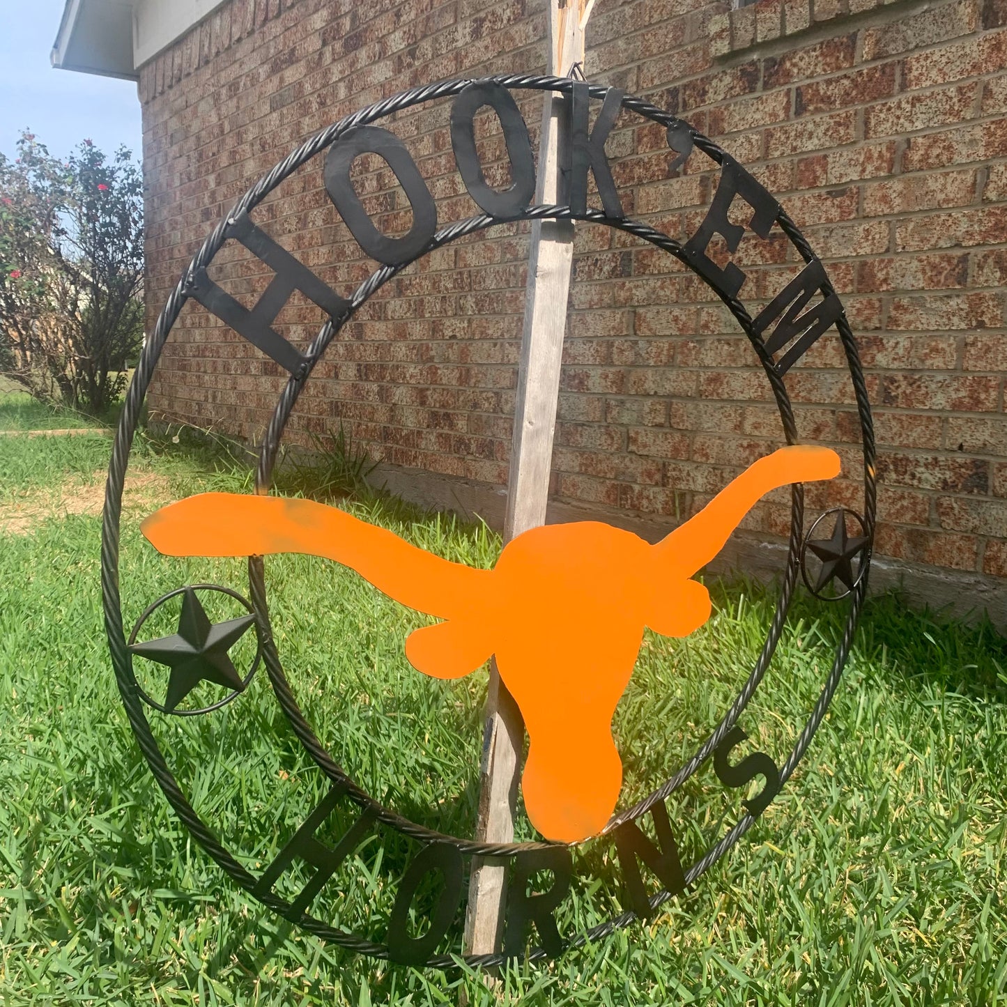 HOOKEM HORNS WITH LONE STAR TEXAS LONGHORNS HOOK EM METAL CUSTOM VINTAGE CRAFT WALL ART TEAM SIGN HANDMADE