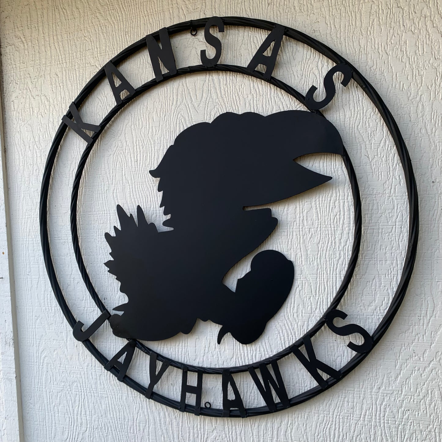 KANSAS JAYHAWKS BLACK CUSTOM METAL VINTAGE CRAFT SIGN WALL ART TEAM SIGN HANDMADE