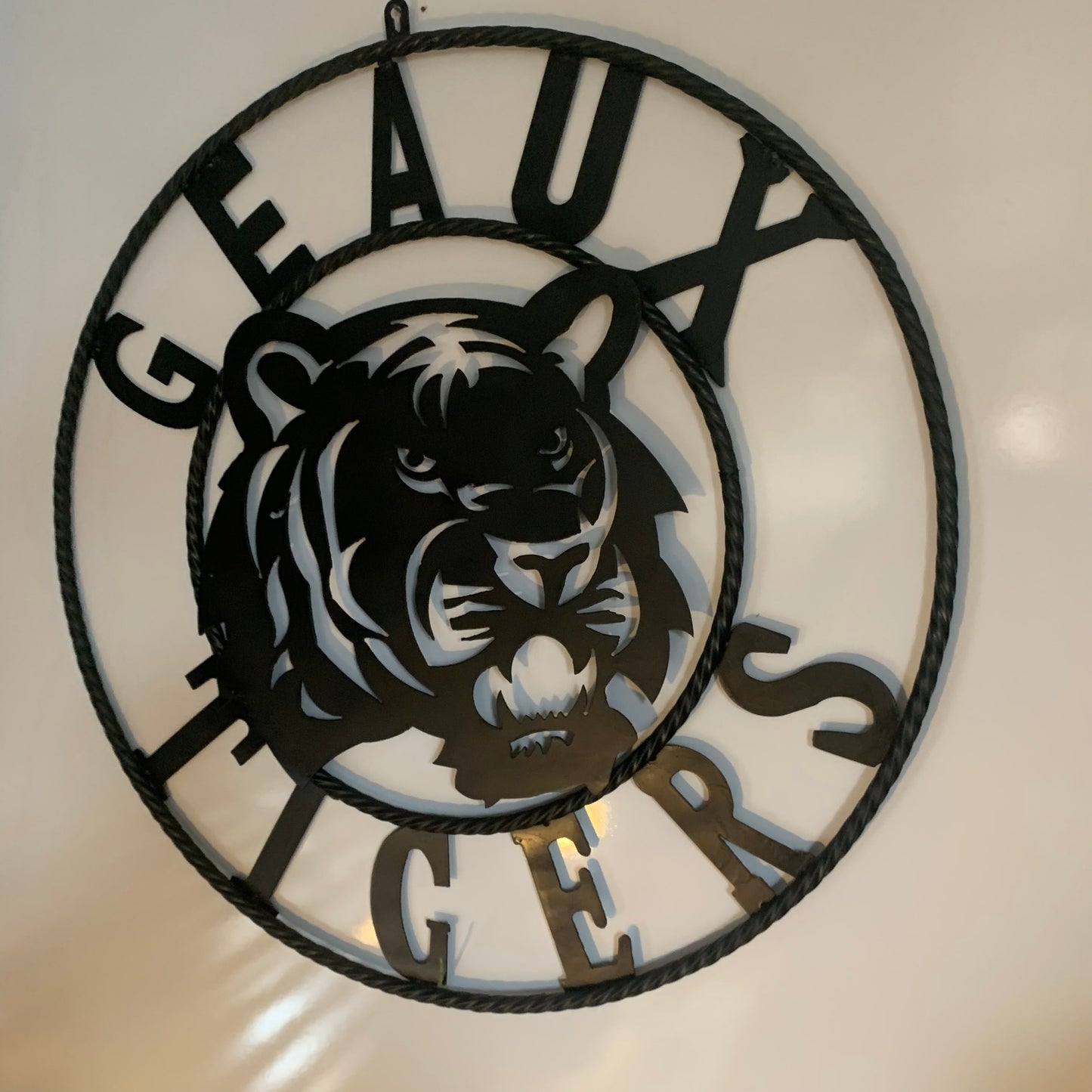 GEAUX TIGERS BLACK CUSTOM METAL VINTAGE CRAFT SIGN TEAM HANDMADE