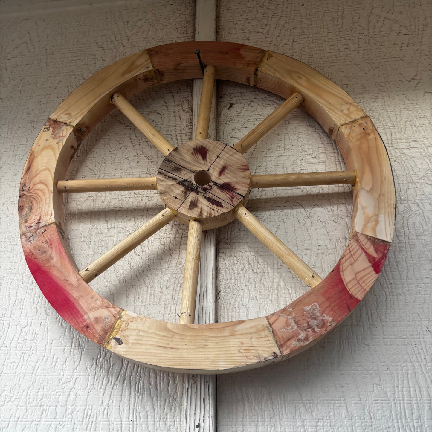 DECORATIVE WAGON WHEEL WOOD WALL ART WESTERN HOME DECOR HANDMADE TEXAS USA