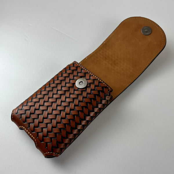 7" LONE STAR LEATHER HOLSTER TAN BROWN STAR POUCH EXTRA LARGE  BELT LOOP CELL PHONE CASE UNIVERSAL OVERSIZE #EH12702