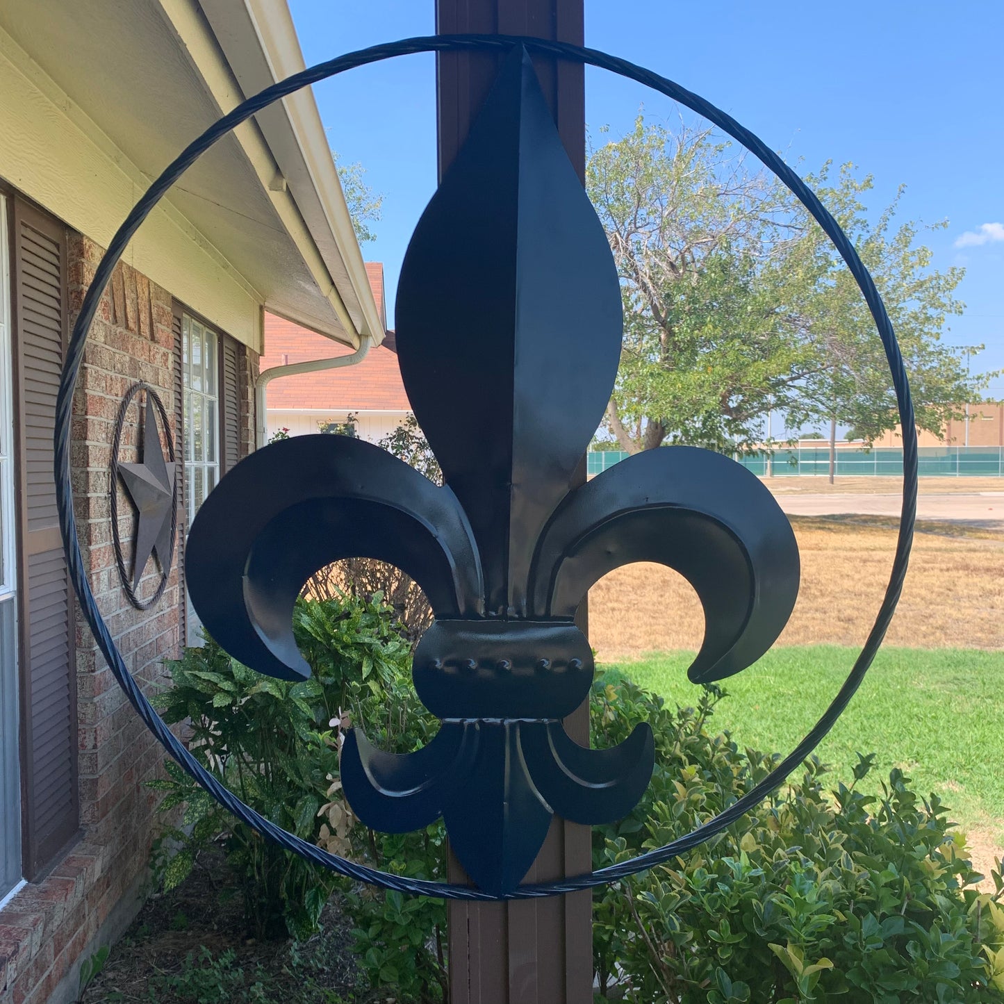 NAVY BLUE 24",36" FLEUR DE LIS METAL WALL ART SIGN WESTERN HOME DECOR HANDMADE NEW #EH10764