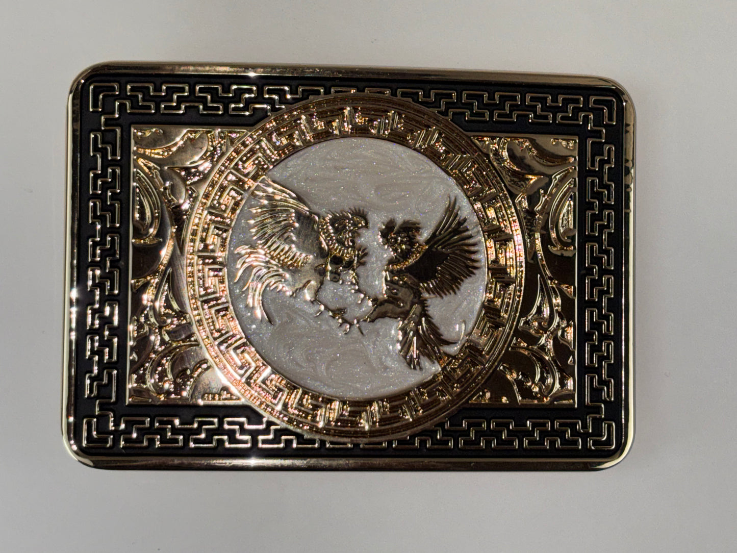 COCK FIGHTING ROOSTER BELT BUCKLE GOLD WESTERN METAL BUCKLE FASHION ART 4.5" X 3.5"  #EH13232