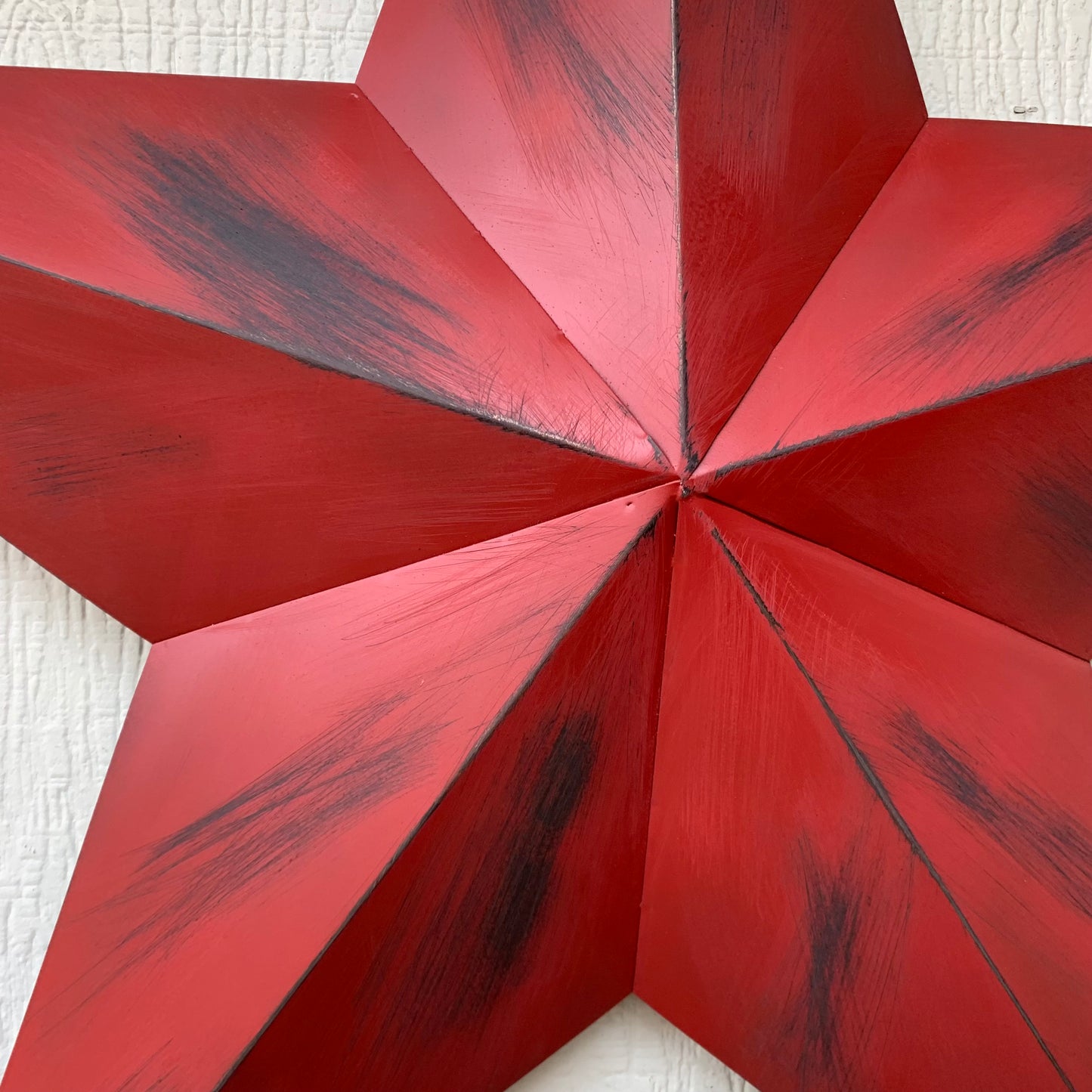 RED DISTRESSED STAR TWO TONE TEXTURE BARN STAR METAL LONESTAR TWISTED ROPE RING WESTERN HOME DECOR HANDMADE NEW #EH12958