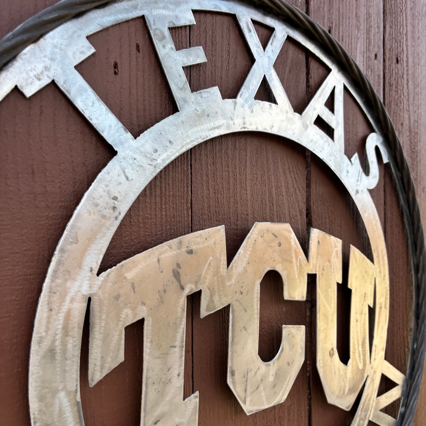 TCU TEXAS CHRISTIAN CUSTOM RAW METAL VINTAGE CRAFT TEAM SIGN UNPAINTED HANDMADE