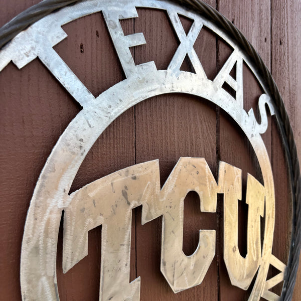 TCU TEXAS CHRISTIAN CUSTOM RAW METAL VINTAGE CRAFT TEAM SIGN UNPAINTED HANDMADE