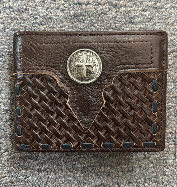 5" MEN'S CROSS BROWN WALLET GENUINE LEATHER BIFOLD WESTERN STYLE WALLET NEW