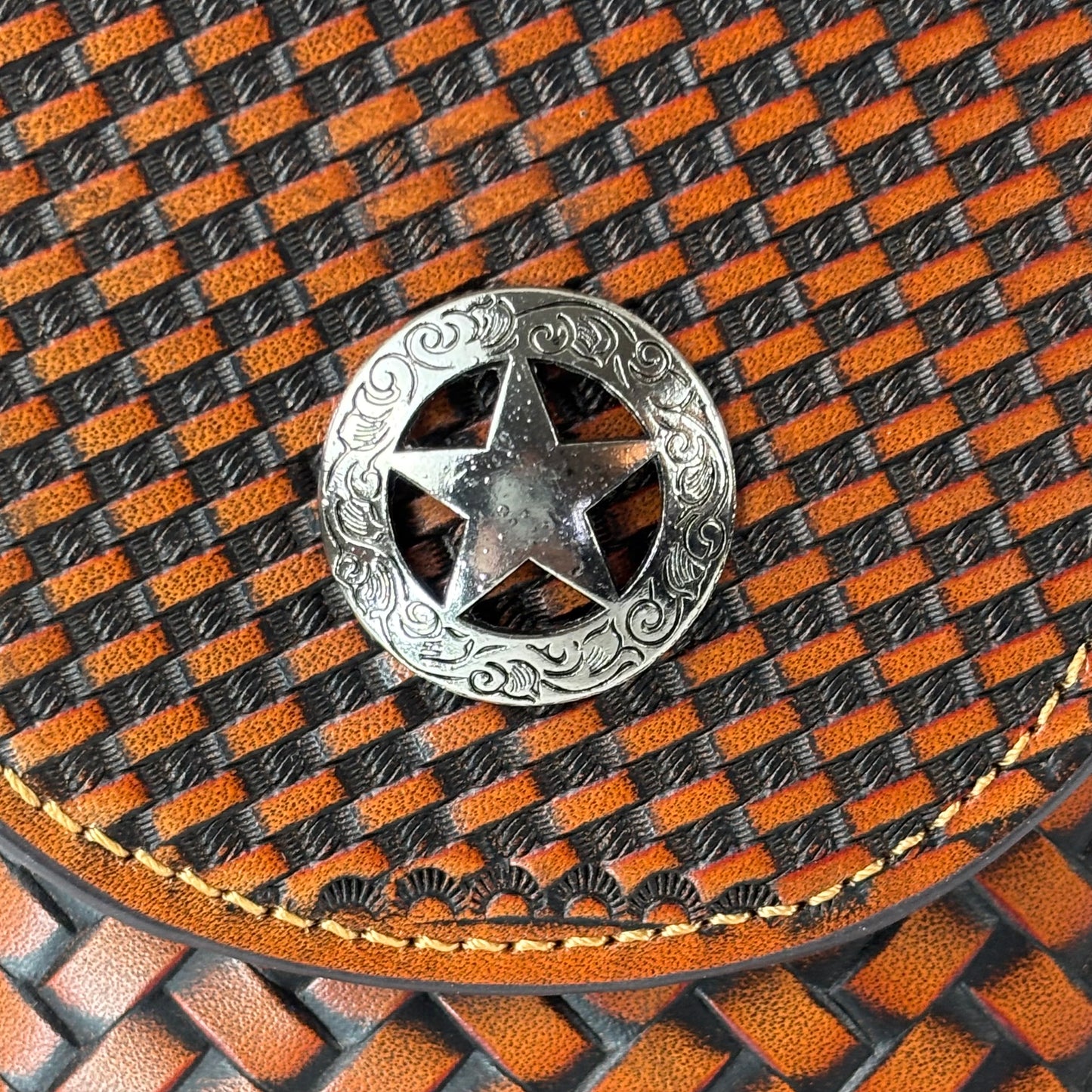 7" LONE STAR LEATHER HOLSTER TAN BROWN STAR POUCH EXTRA LARGE  BELT LOOP CELL PHONE CASE UNIVERSAL OVERSIZE #EH12702