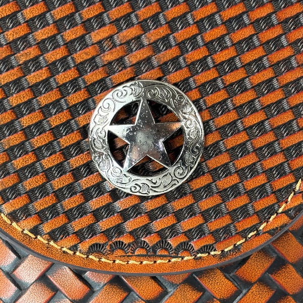 7" LONE STAR LEATHER HOLSTER TAN BROWN STAR POUCH EXTRA LARGE  BELT LOOP CELL PHONE CASE UNIVERSAL OVERSIZE #EH12702