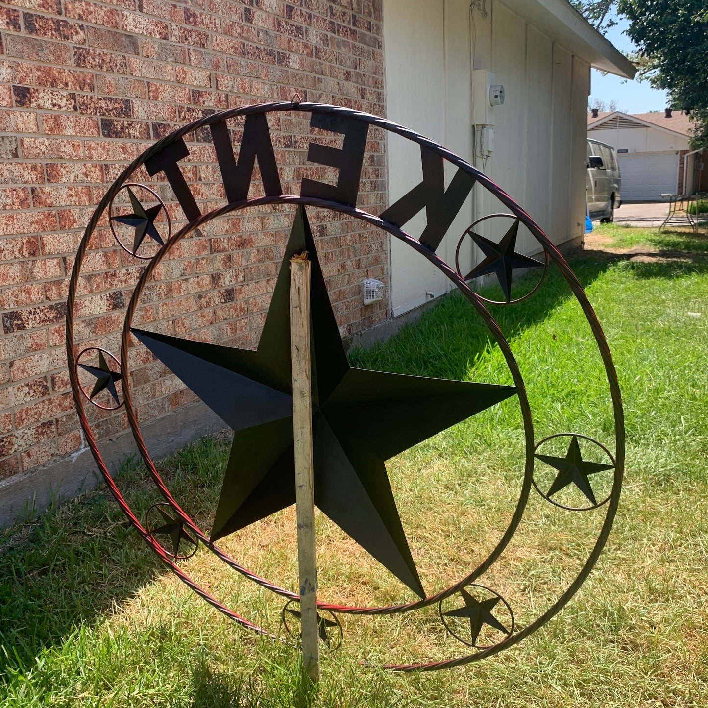 KENT STYLE YOUR CUSTOM STAR METAL NAME RUSTIC BURGUNDY RED CUSTOM 3d STAR METAL NAME BARN STAR TWISTED ROPE RING DESIGN METAL WALL ART HOME DECOR ANY SIZE