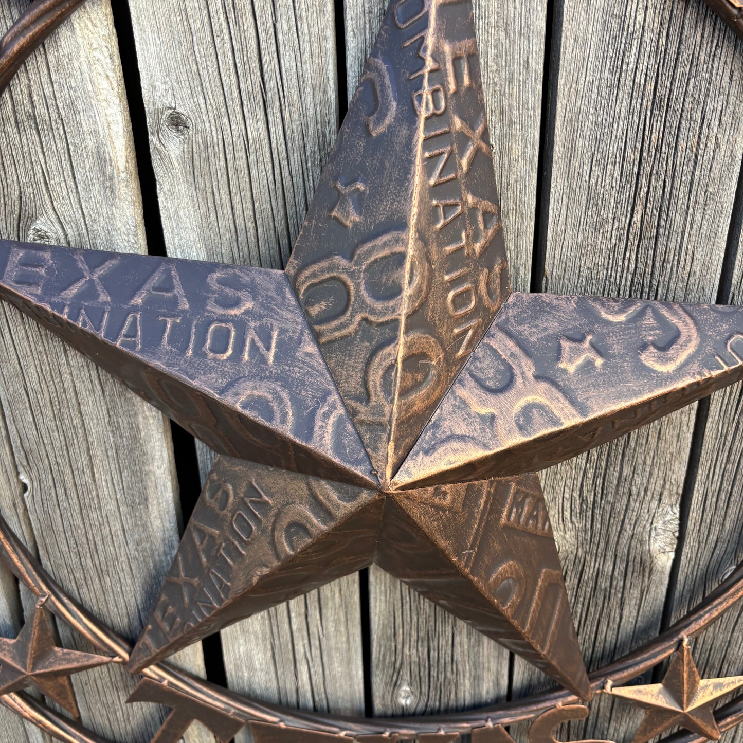 GOD BLESS TEXAS LICENSE PLATE EMBOSSED STAR BARN STAR METAL LONE STAR WESTERN HOME DECOR HANDMADE