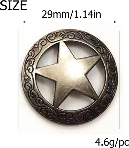 1.1" STAR SILVER CONCHO METAL ART WESTERN HOME DECOR HANDMADE NEW