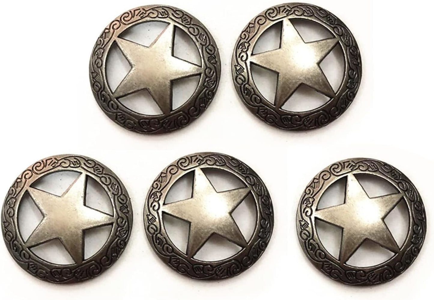 1.1" STAR SILVER CONCHO METAL ART WESTERN HOME DECOR HANDMADE NEW