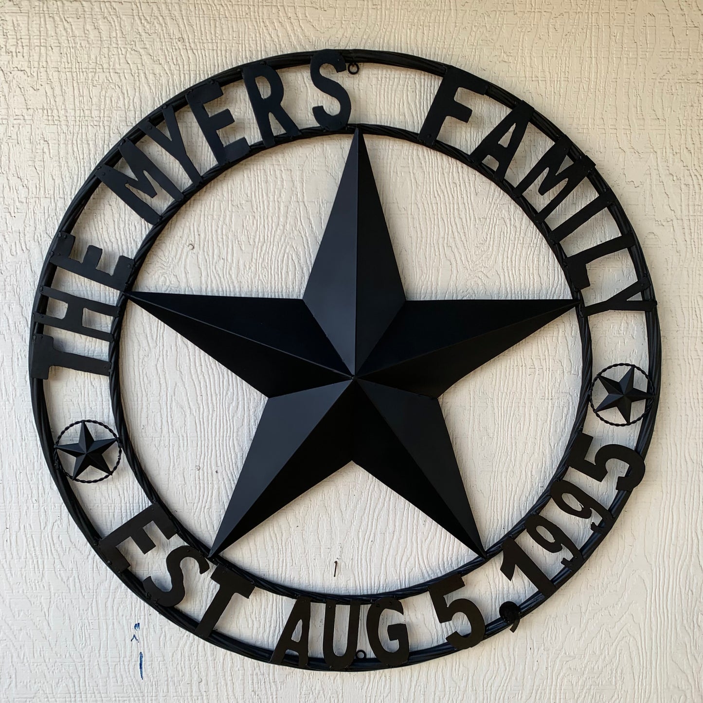 MYERS STYLE YOUR CUSTOM NAME STAR BARN STAR METAL LONE STAR WESTERN HOME DECOR RUSTIC BLACK HANDMADE 24",32",36",50"