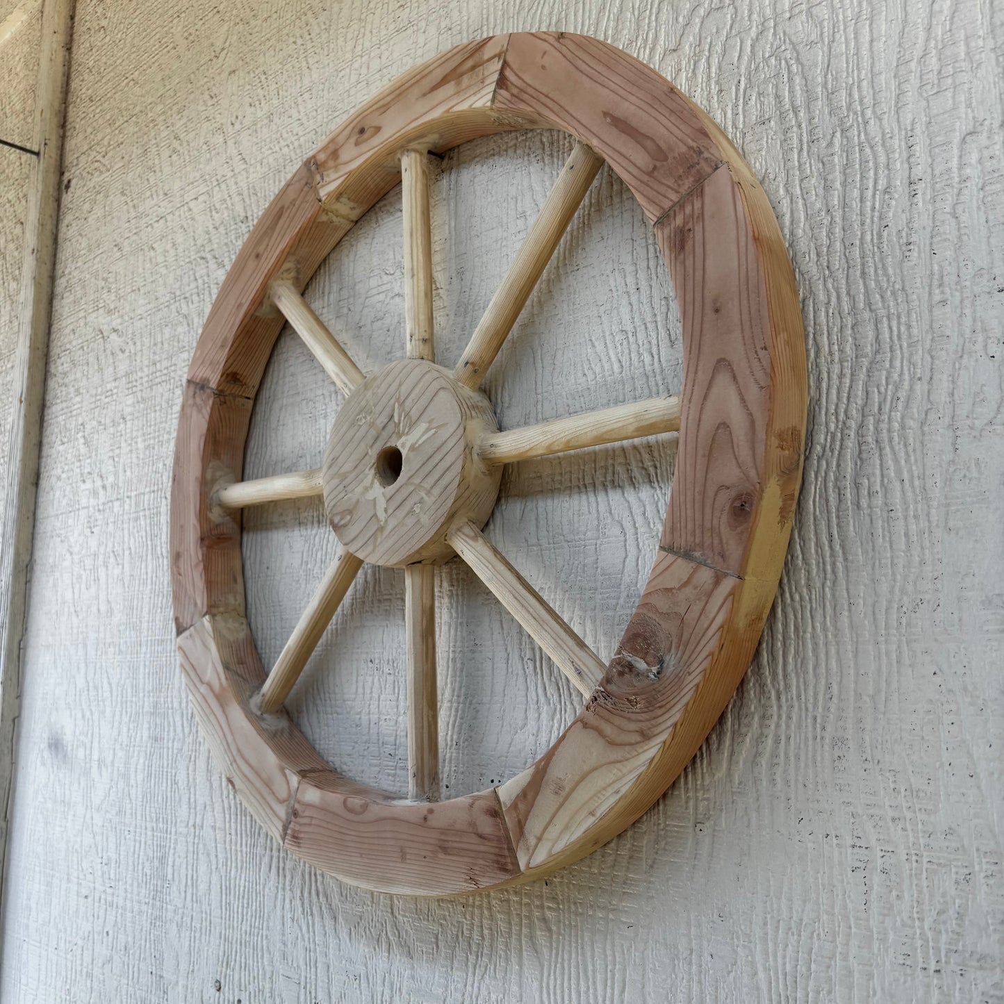 DECORATIVE WAGON WHEEL WOOD WALL ART WESTERN HOME DECOR HANDMADE TEXAS USA