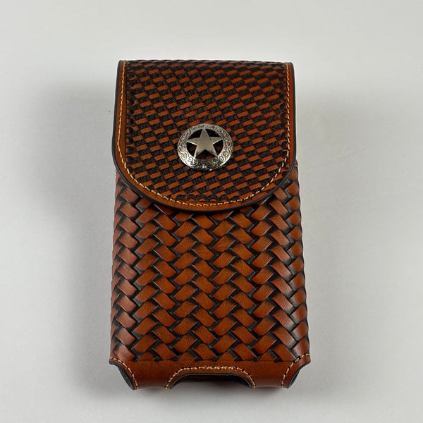 7" LONE STAR LEATHER HOLSTER TAN BROWN STAR POUCH EXTRA LARGE  BELT LOOP CELL PHONE CASE UNIVERSAL OVERSIZE #EH12702