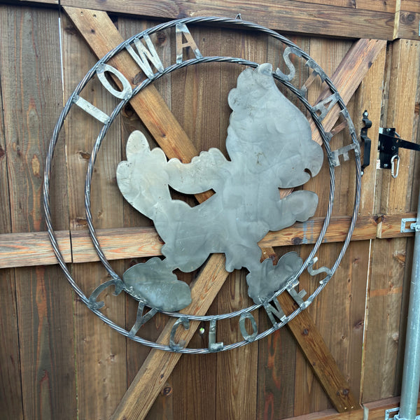 12", 18", 24", 32" IOWA STATE CYCLONES CUSTOM RAW METAL VINTAGE CRAFT TEAM SIGN HANDMADE 36",40",44",50"