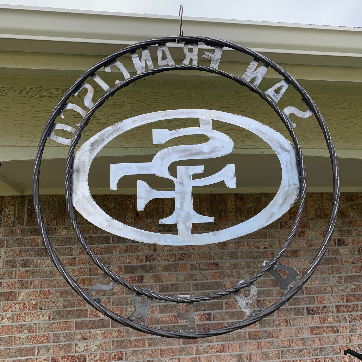 36" SAN FRANCISCO 49ERS CUSTOM RAW METAL VINTAGE CRAFT TEAM SIGN HAND MADE IN USA