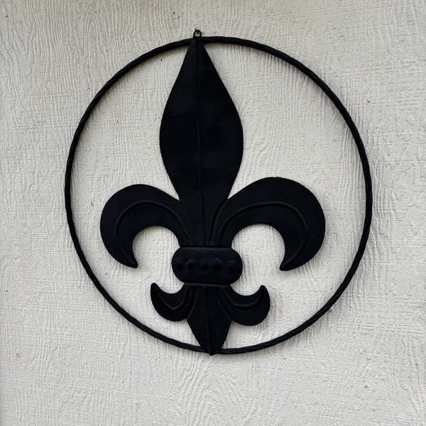 FLEUR DE LIS BLACK FLAT METAL WALL ART SIGN WESTERN HOME DECOR HANDMADE NEW 12",18",24",32"
