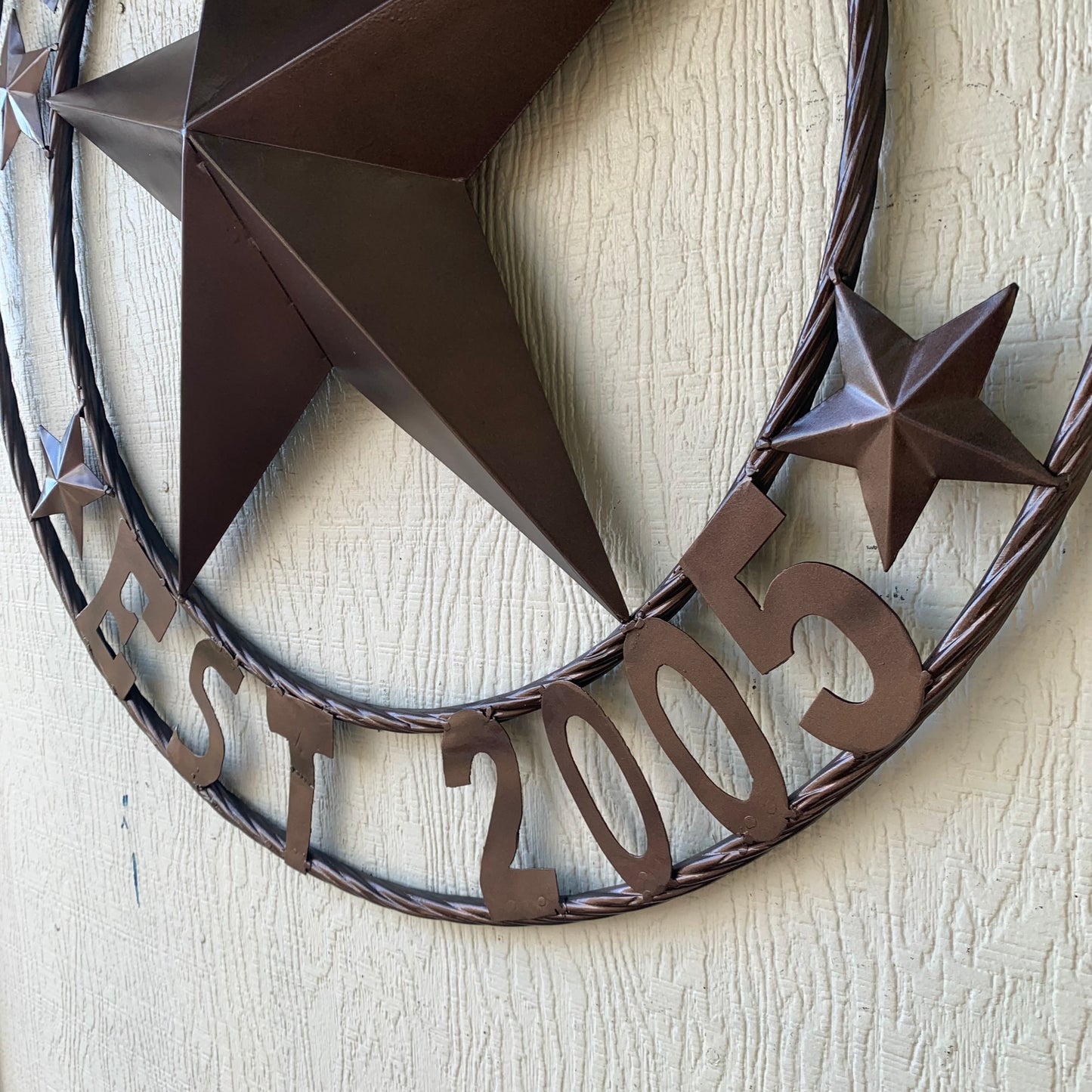 LAWN SQUAD STYLE CUSTOM BARN STAR NAME YOUR CUSTOM NAME STAR METAL NAME BARN STAR WITH TWISTED ROPE RING DESIGN METAL WALL 3d STAR ART WESTERN HOME DECOR RUSTIC BRONZE NEW