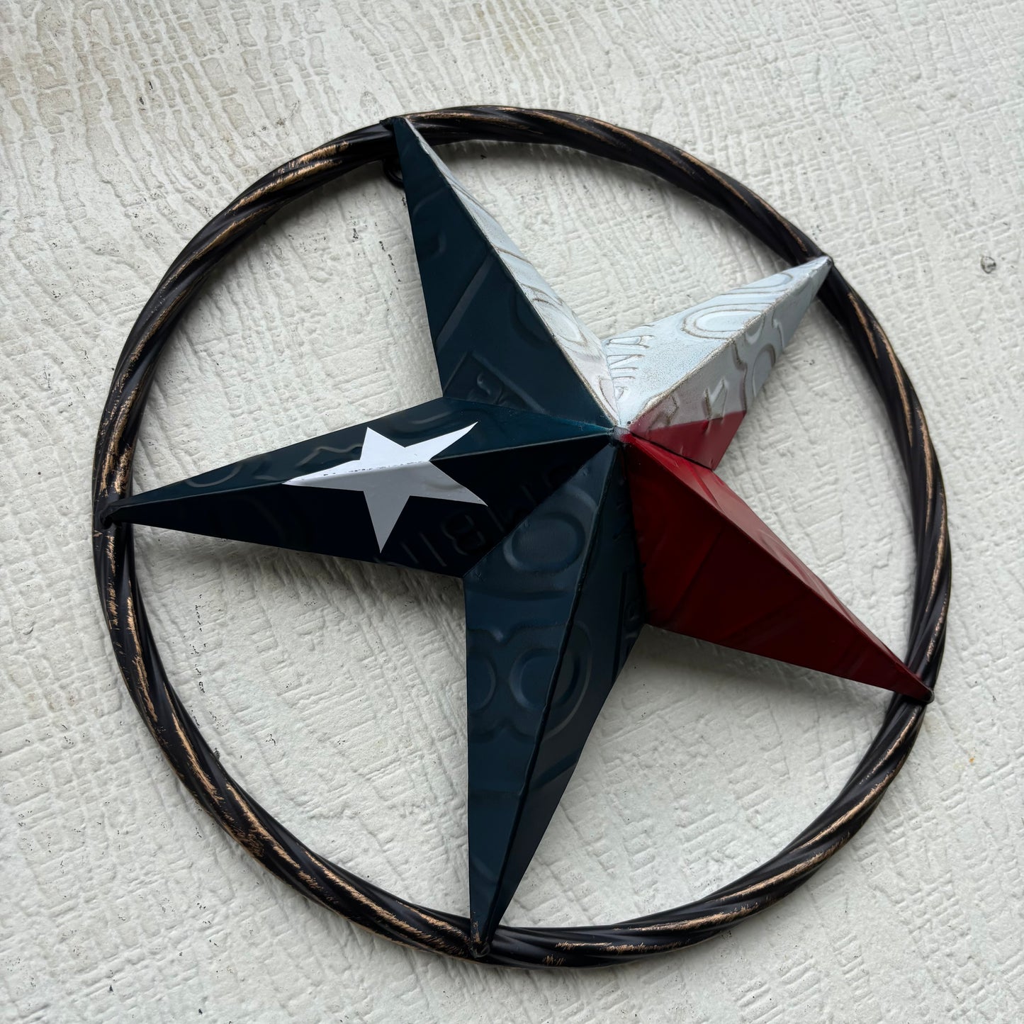 RED WHITE BLUE LICENSE PLATE METAL BARN LONESTAR WESTERN HOME DECOR HANDMADE EH13325