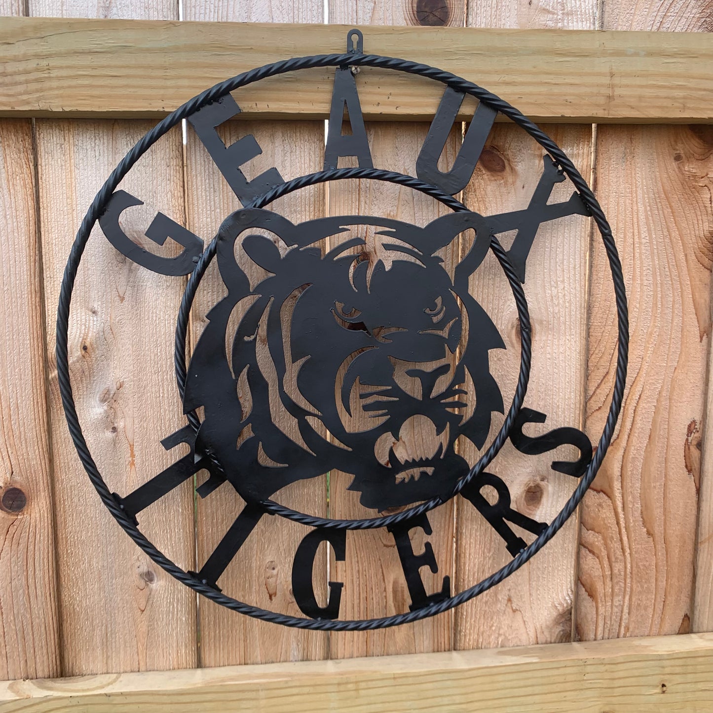 GEAUX TIGERS BLACK CUSTOM METAL VINTAGE CRAFT SIGN TEAM HANDMADE