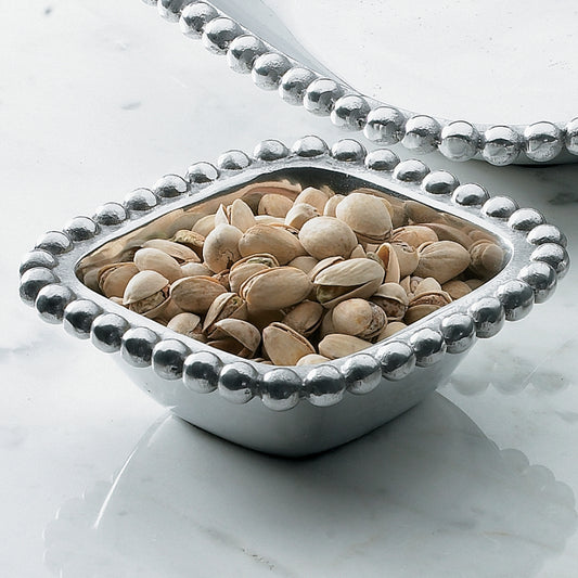 #IH_6408 SQUARE BEADED BOWL METAL WESTERN HOME DECOR HANDMADE NEW