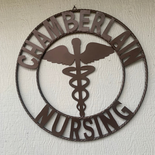 CHAMBERLAIN NURSING STYLE CUSTOM NAME SIGN MEDICAL LOGO HANDMADE