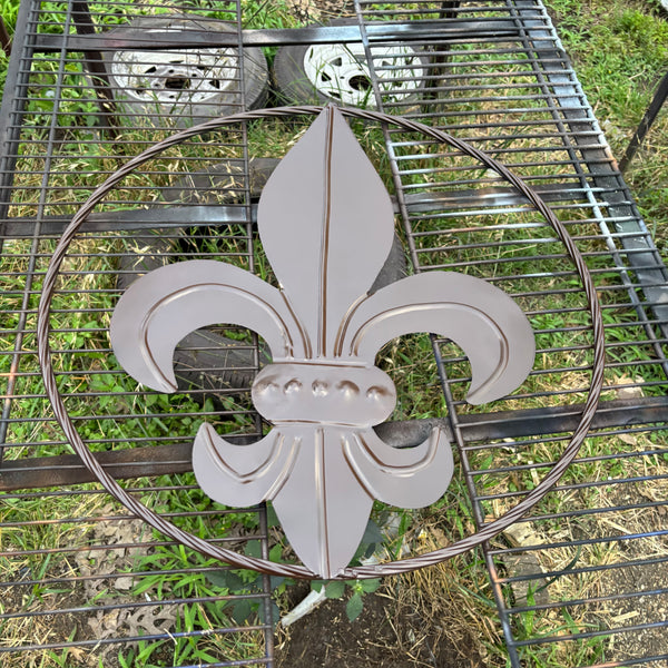 FLEUR DE LIS BROWN METAL WALL ART SIGN WESTERN HOME DECOR HANDMADE NEW 12",18",24",32"