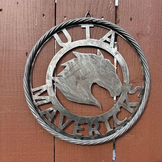 UTA MAVERICKS ARLINGTON CUSTOM RAW METAL VINTAGE CRAFT TEAM SIGN WETSERN HOME DECOR HANDMADE