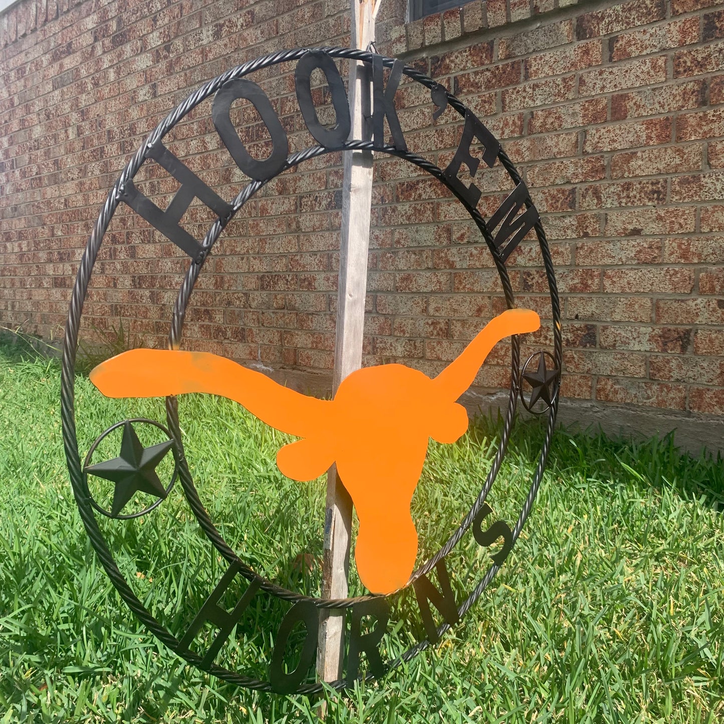 HOOKEM HORNS WITH LONE STAR TEXAS LONGHORNS HOOK EM METAL CUSTOM VINTAGE CRAFT WALL ART TEAM SIGN HANDMADE