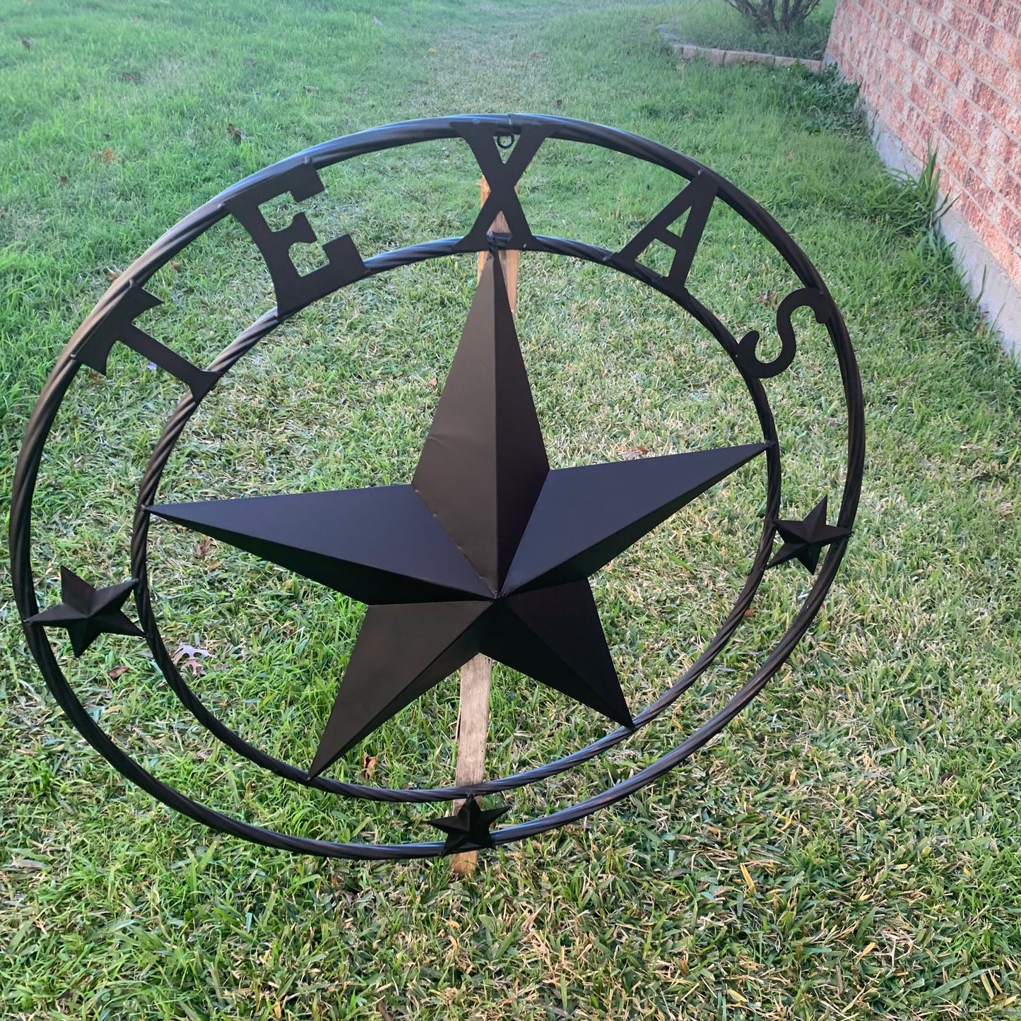 TEXAS LONESTAR WITH 3 SMALL STARS BARN STAR METAL RUSTIC BLACK TWISTED ROPE RING WESTERN HOME DECOR HANDMADE NEW